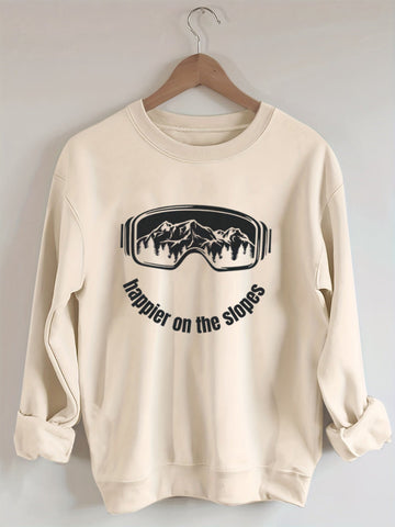 Happier on the Slopes Skiing Sweatshirt
