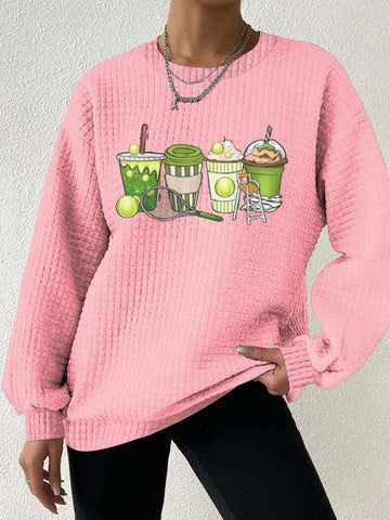 Women's Tennis Drink Printed Waffle Sweatshirt