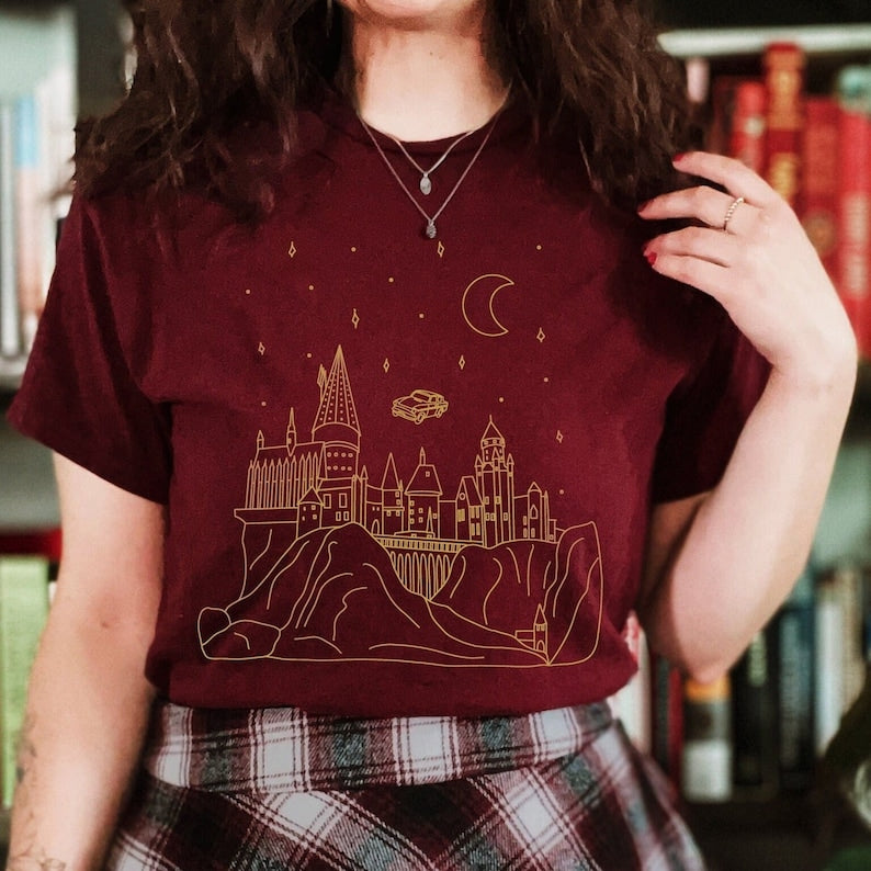 Flying Car With Castle At Night HP Shirt