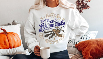 Three Broomsticks White Crew Neck Sweatshirt