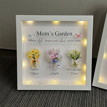 50% OFF✨Customized Mom's Garden Birth Flower Light Frame Box