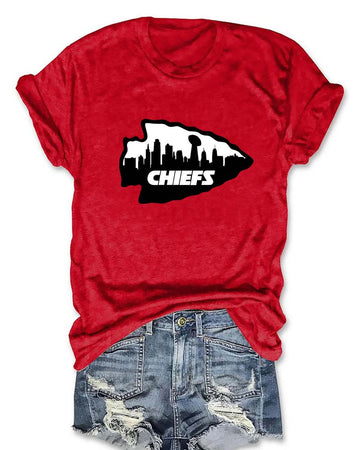 KC Chiefs Inspired Arrowhead Skyline Football T-Shirt